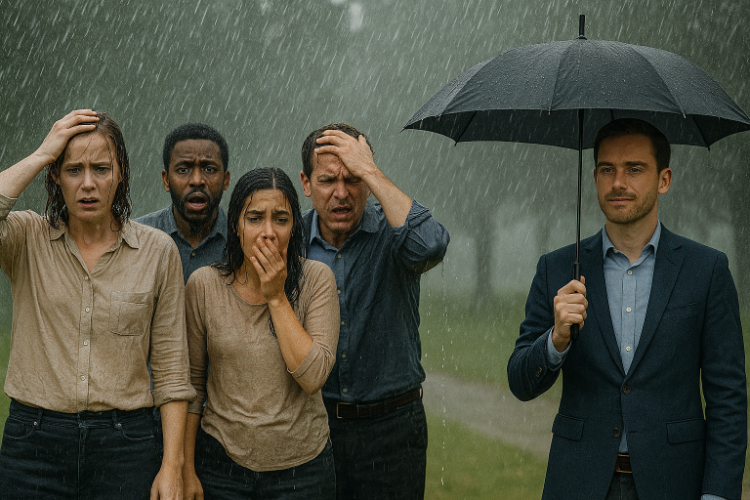 caught in the rain